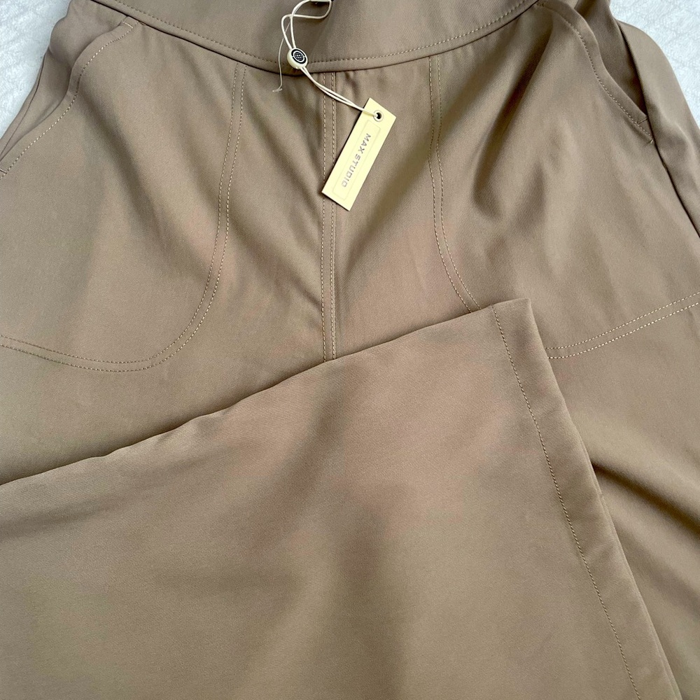 Women’s wide leg tan pants- polyester and cotton dress up or dress down!
